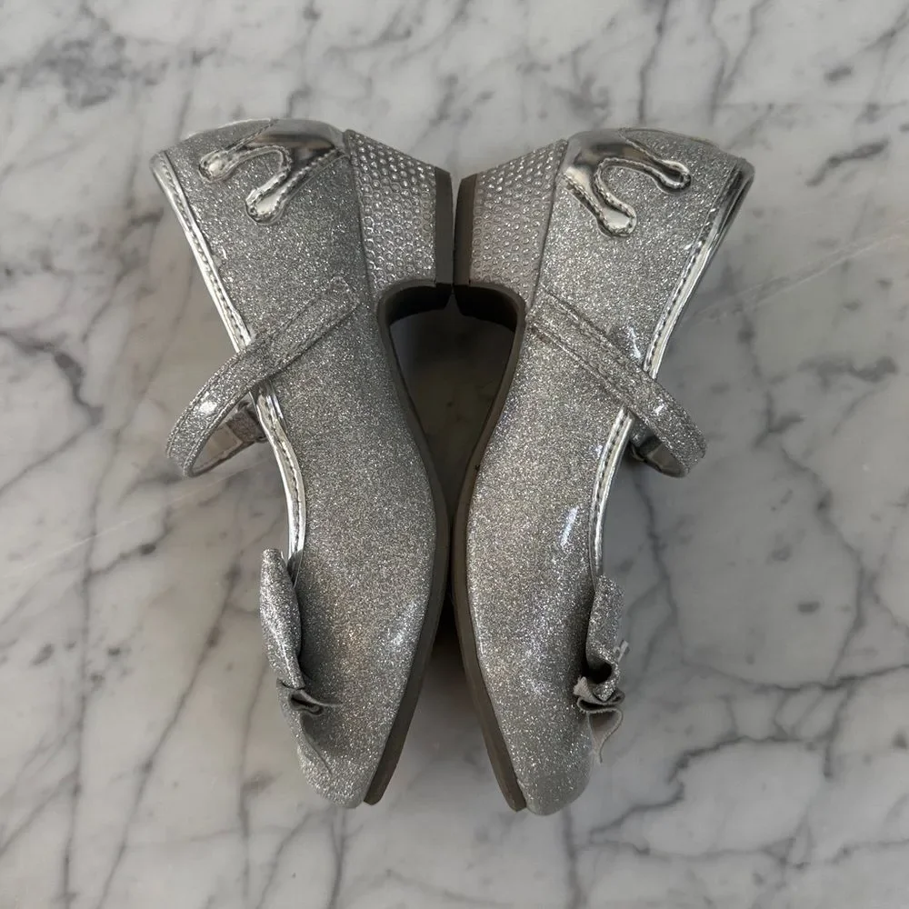 Disney Princess Girls Heeled Shoes Sparkling Silver Sz 12